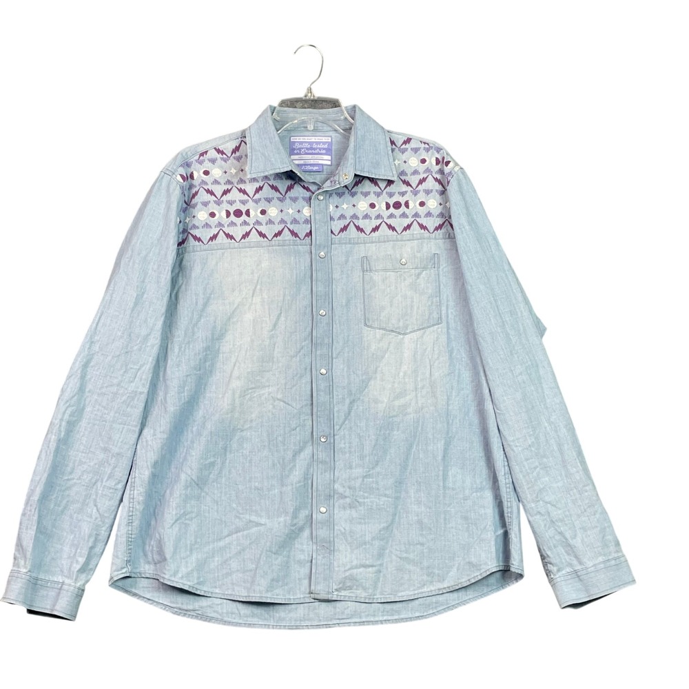 Critical Role Button Down Women 2XL Blue Exandria Embroidered Denim Snap Shirt